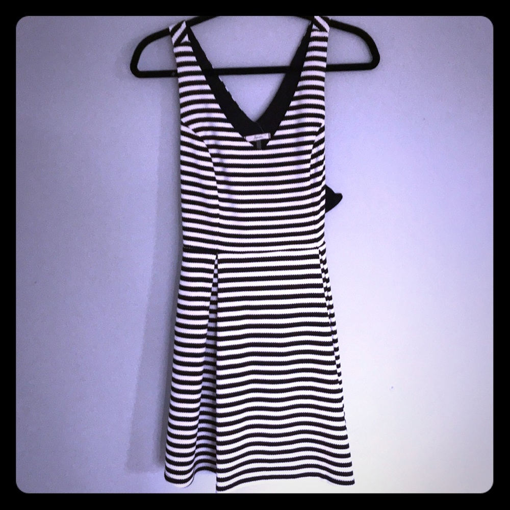 Black and white striped Crepe dress.
